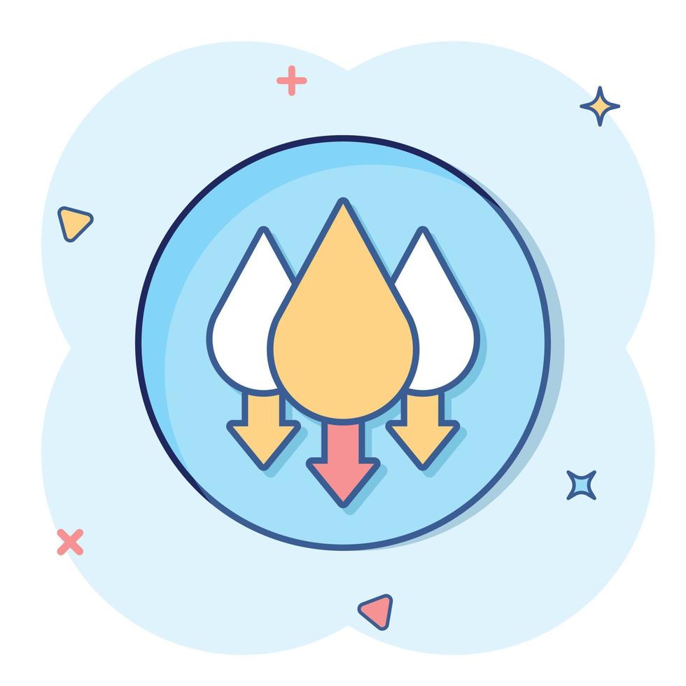 Humidity icon in comic style. Climate vector cartoon illustration on white isolated background. Temperature forecast business concept splash effect.