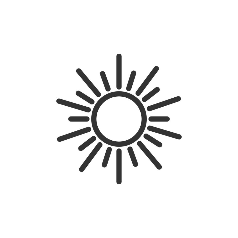 Sun icon in flat style. Sunlight sign vector illustration on white isolated background. Daylight business concept.