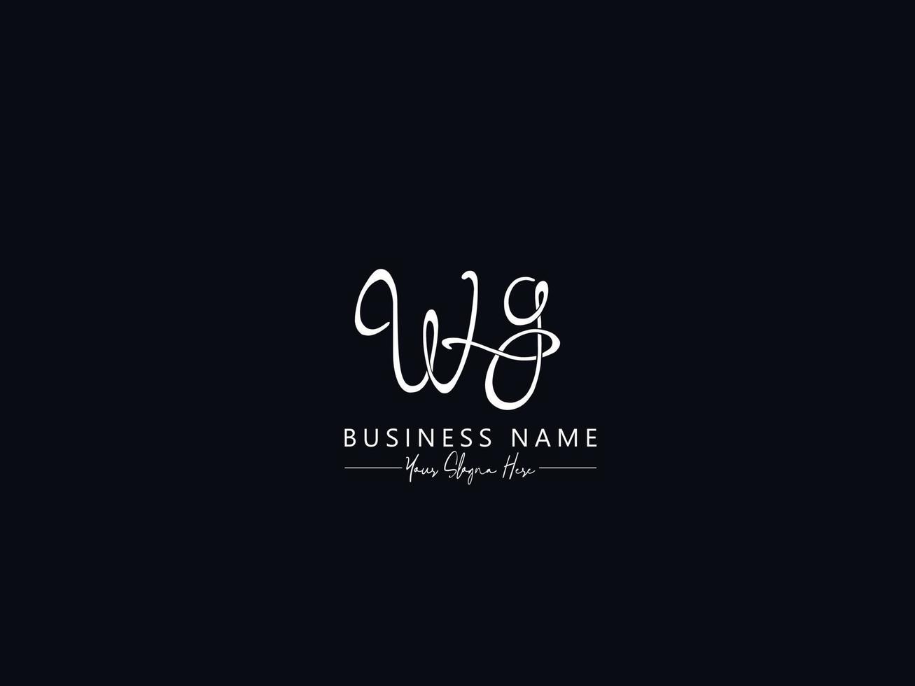 Luxury Wg Logo Image, Unique Wg Signature Logo Letter Vector Stock