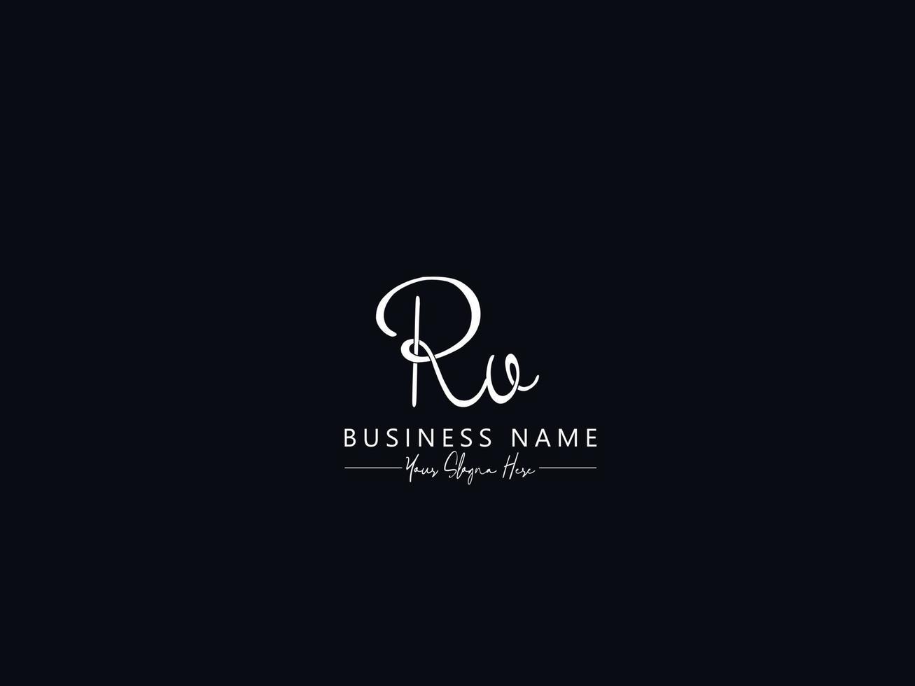 tipografía rv firma lo, vector inicial de la letra del logotipo rv