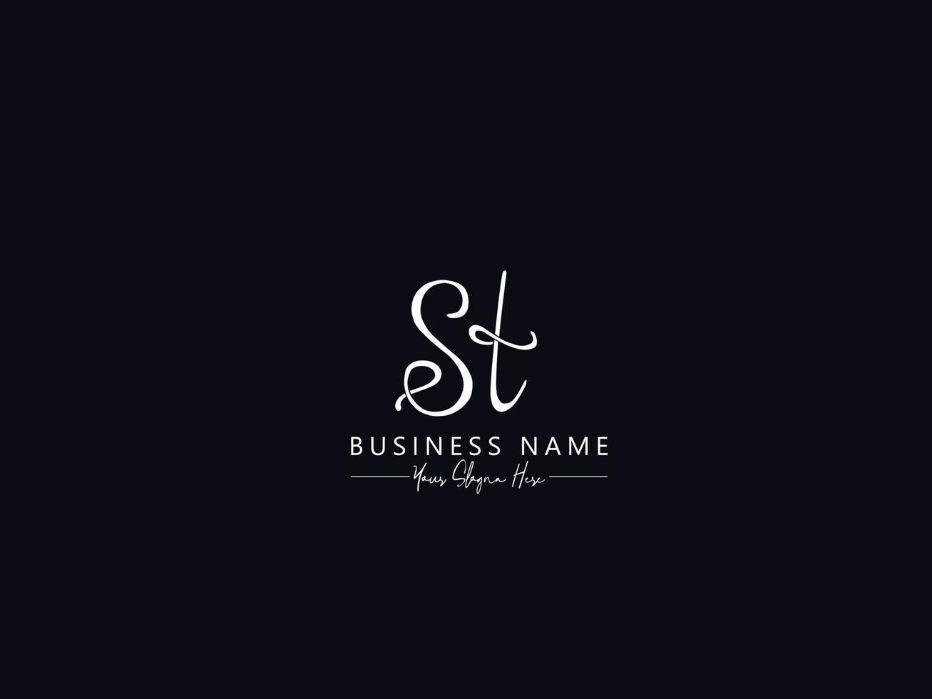 Minimal St Signature Logo, Unique st Letter Logo Template vector