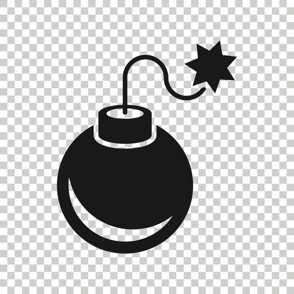 icono de bomba en estilo plano. Ilustración de vector de dinamita sobre fondo blanco aislado. concepto de negocio c4 tnt.