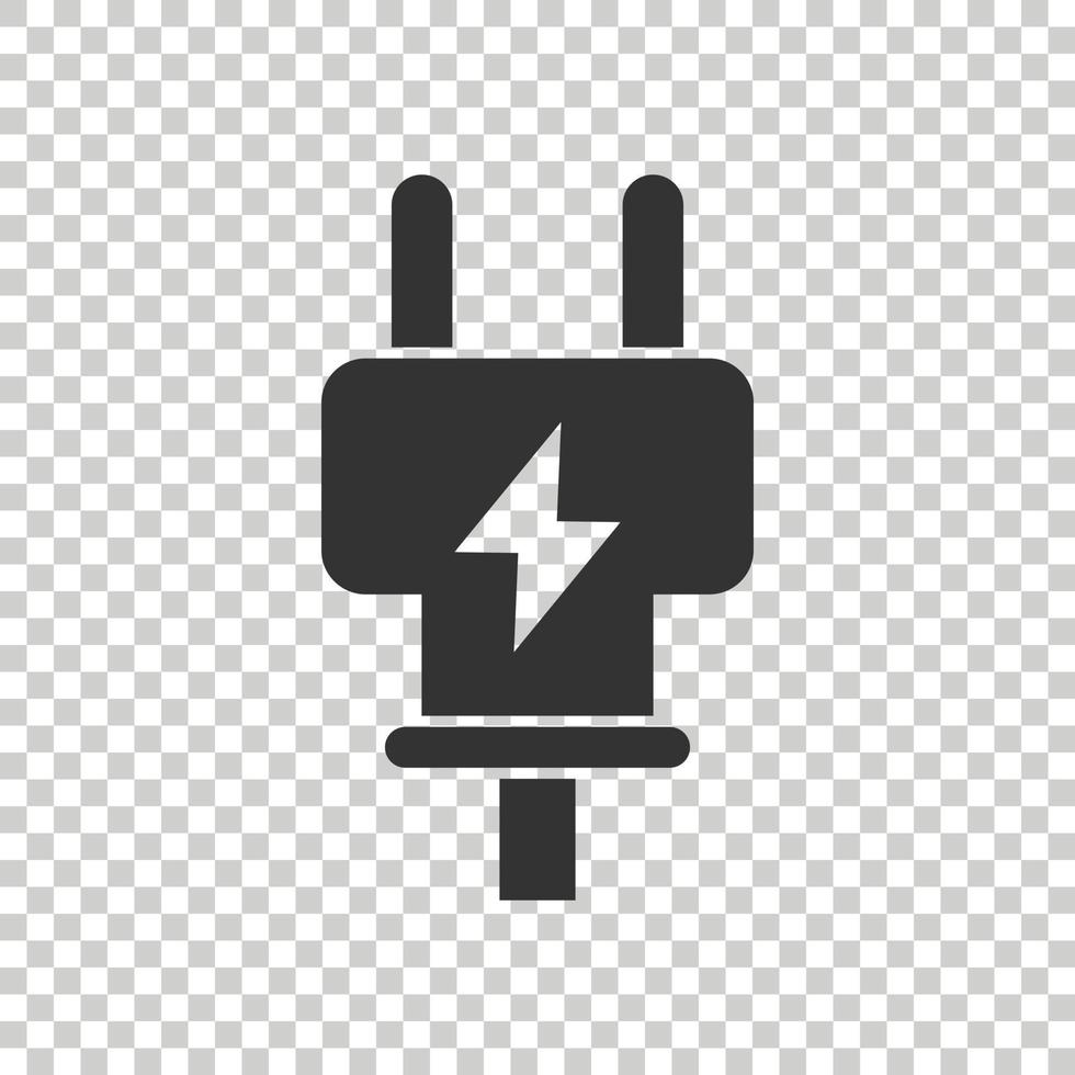 Electric plug icon in flat style. Power adapter vector illustration on white isolated background. Electrician sign business concept.