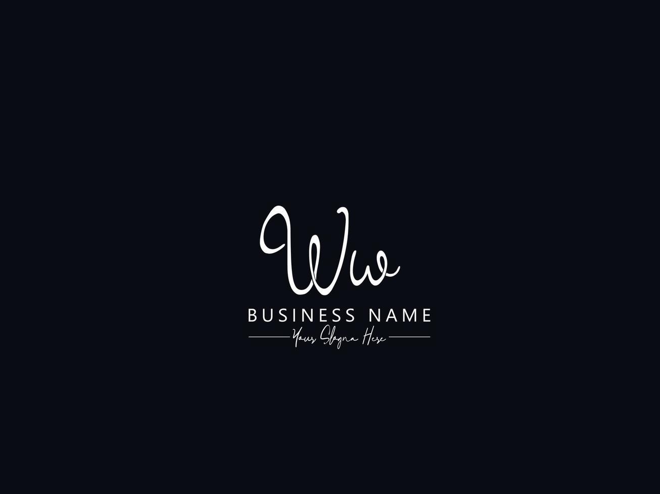 Luxury Ww Logo Image, Unique Ww Signature Logo Letter Vector Stock