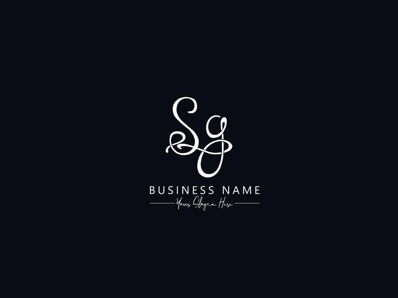 Minimal Sg Signature Logo, Unique sg Letter Logo Template vector