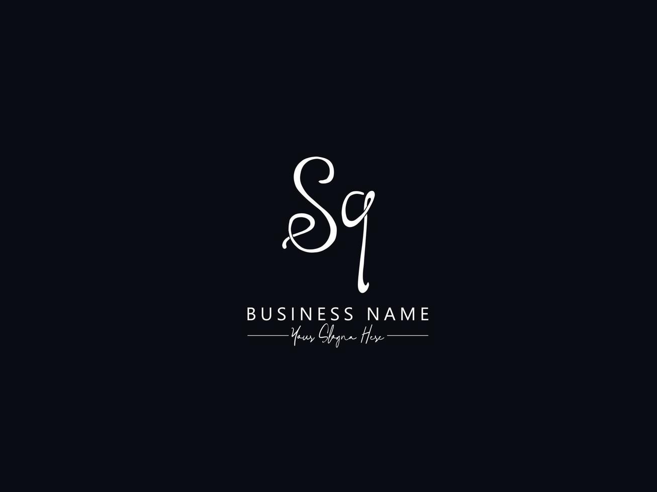 Minimal Sq Signature Logo, Unique sq Letter Logo Template vector