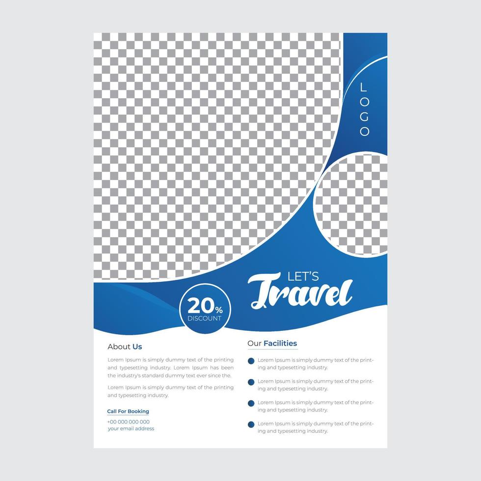 Business flyer design and brochure cover page template for travel agency vector