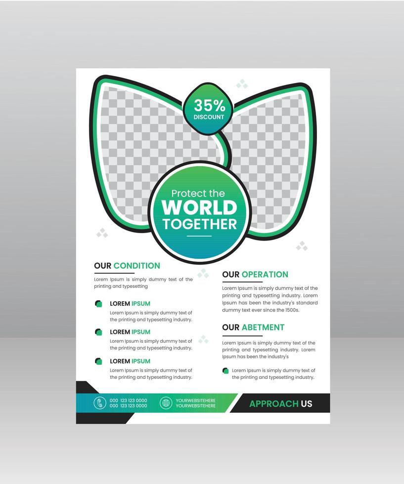 Nature Green World Flyer template with Photo vector