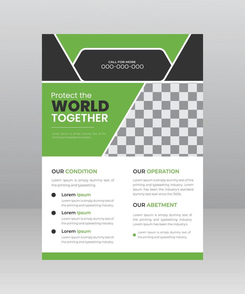 Save the World Nature Flyer template with Photo vector