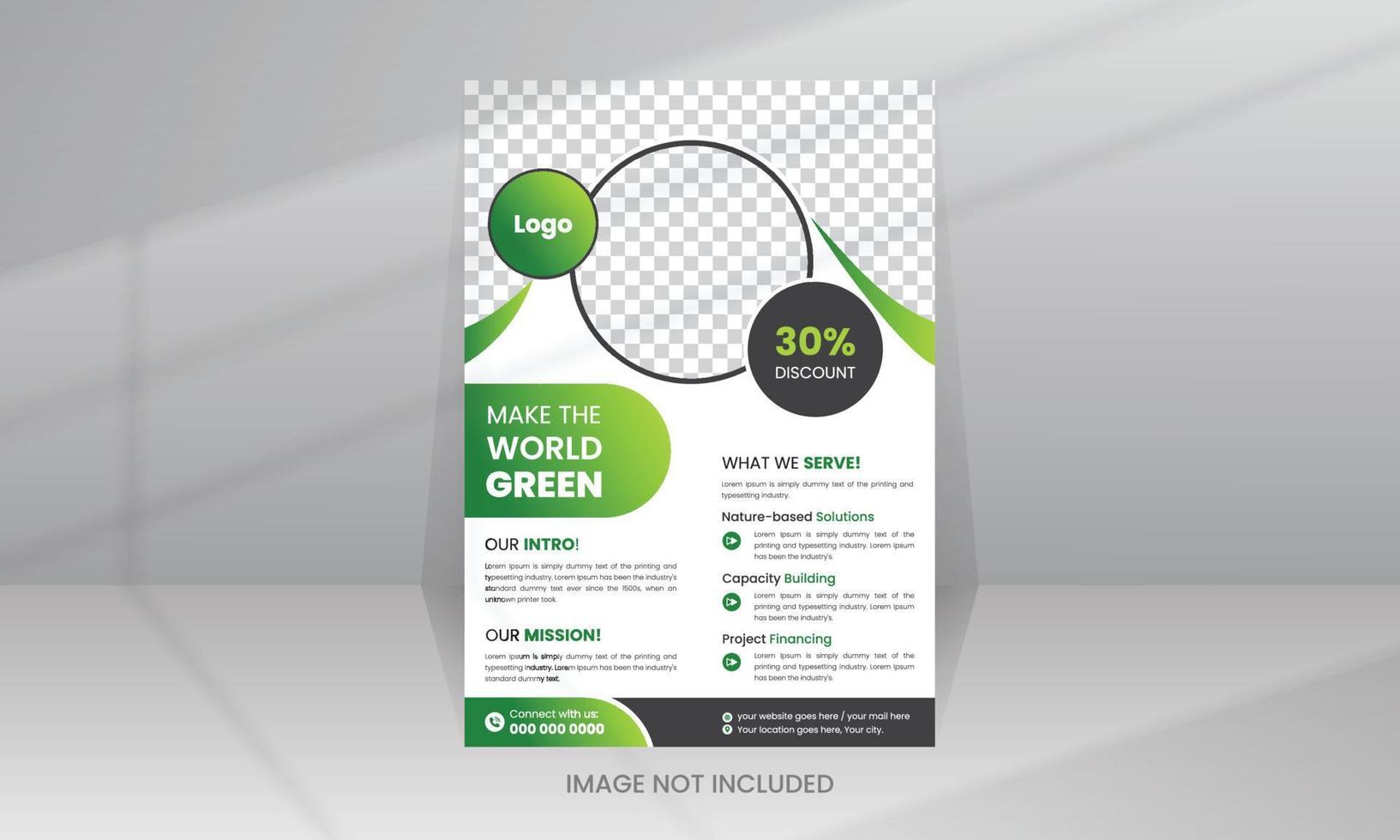 Nature Green World Flyer template with Photo vector