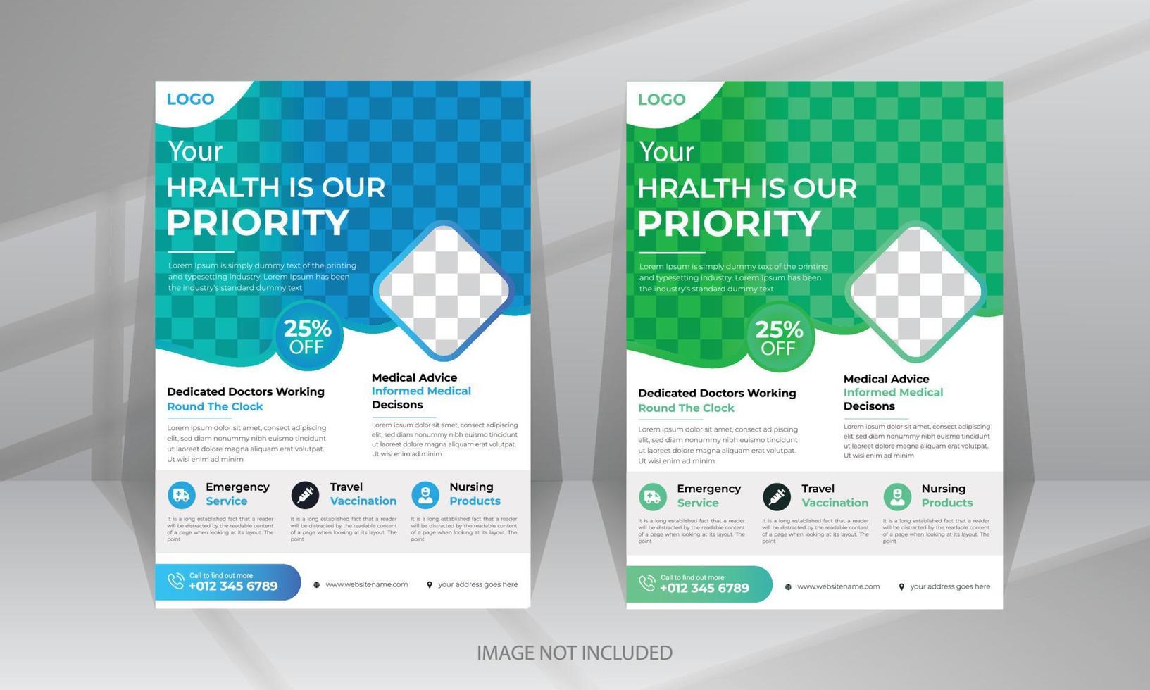 Medical flyer healthcare poster design template with A4 size vector