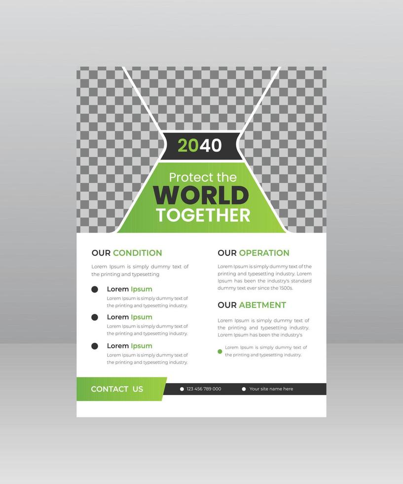 Save the World Nature Flyer template with Photo vector