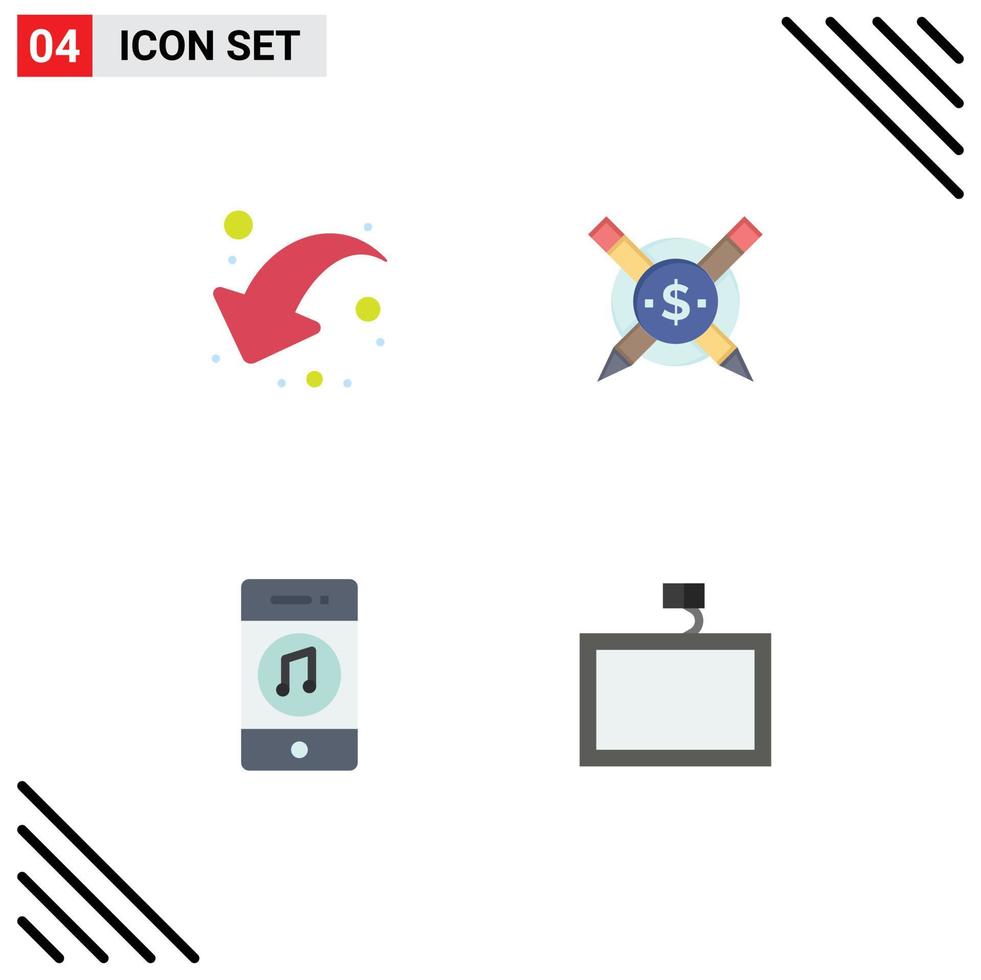 Universal Icon Symbols Group of 4 Modern Flat Icons of arrow media left paid articales player Editable Vector Design Elements