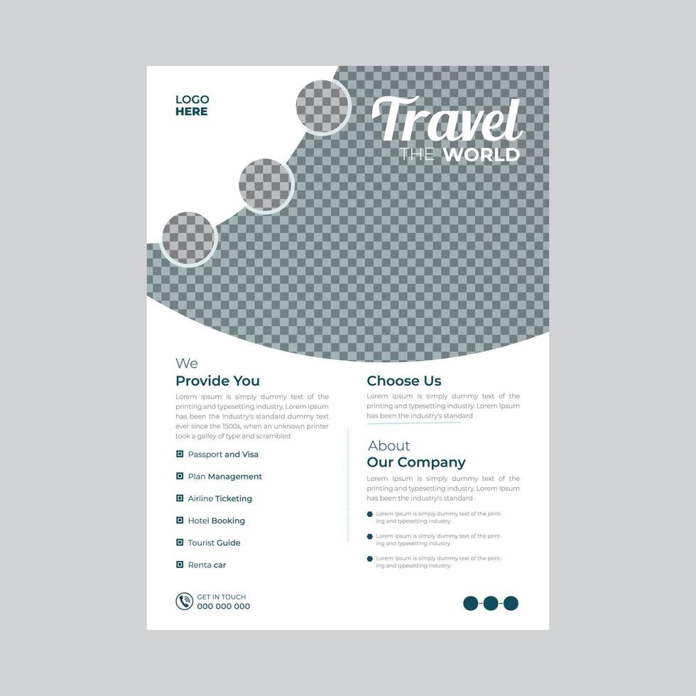 Travel flyer template with photo vector
