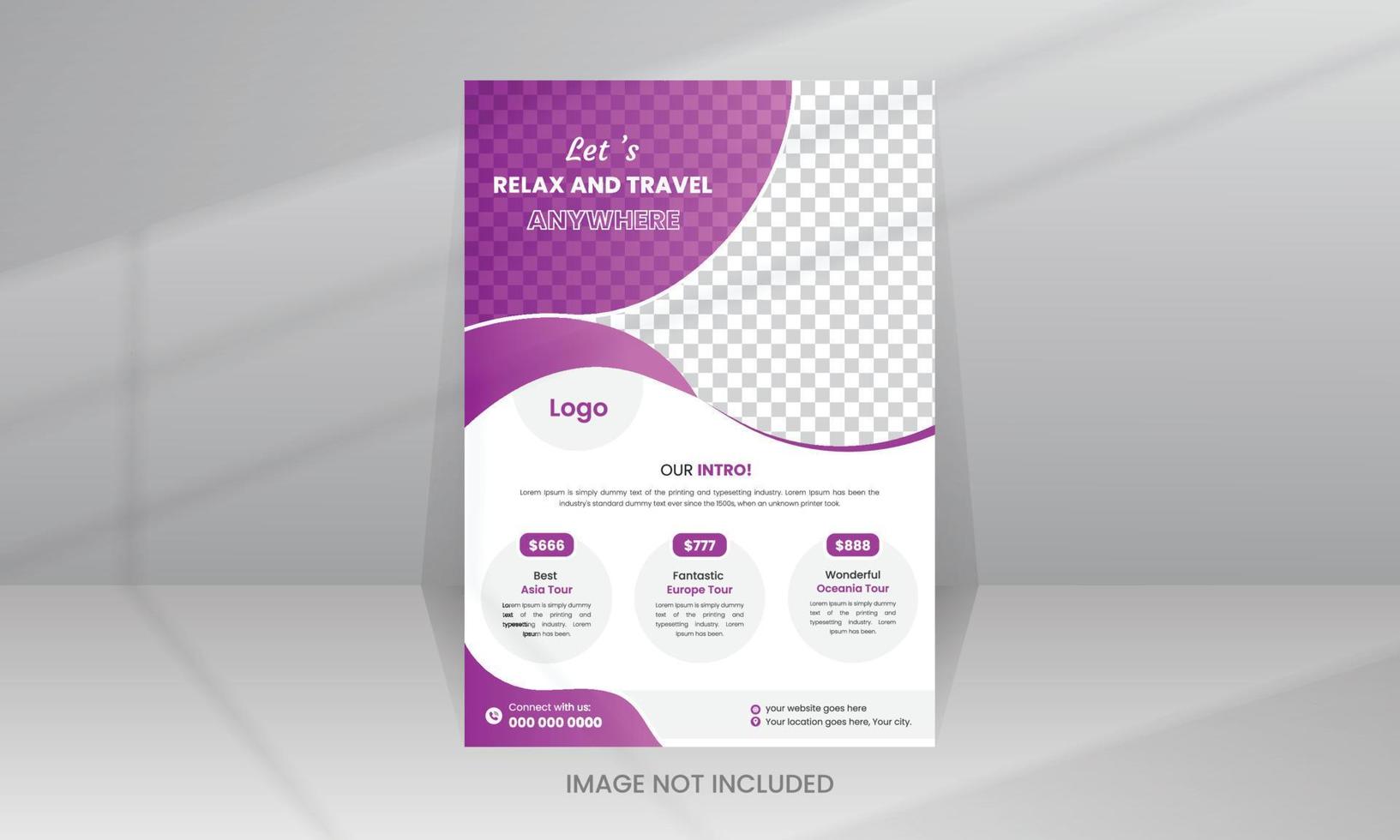 Business flyer design and brochure cover page template for travel agency vector