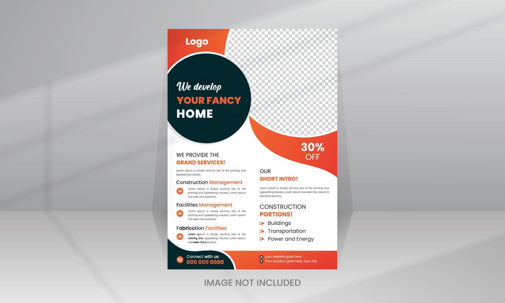 Home Development Construction Flyer template with photo vector