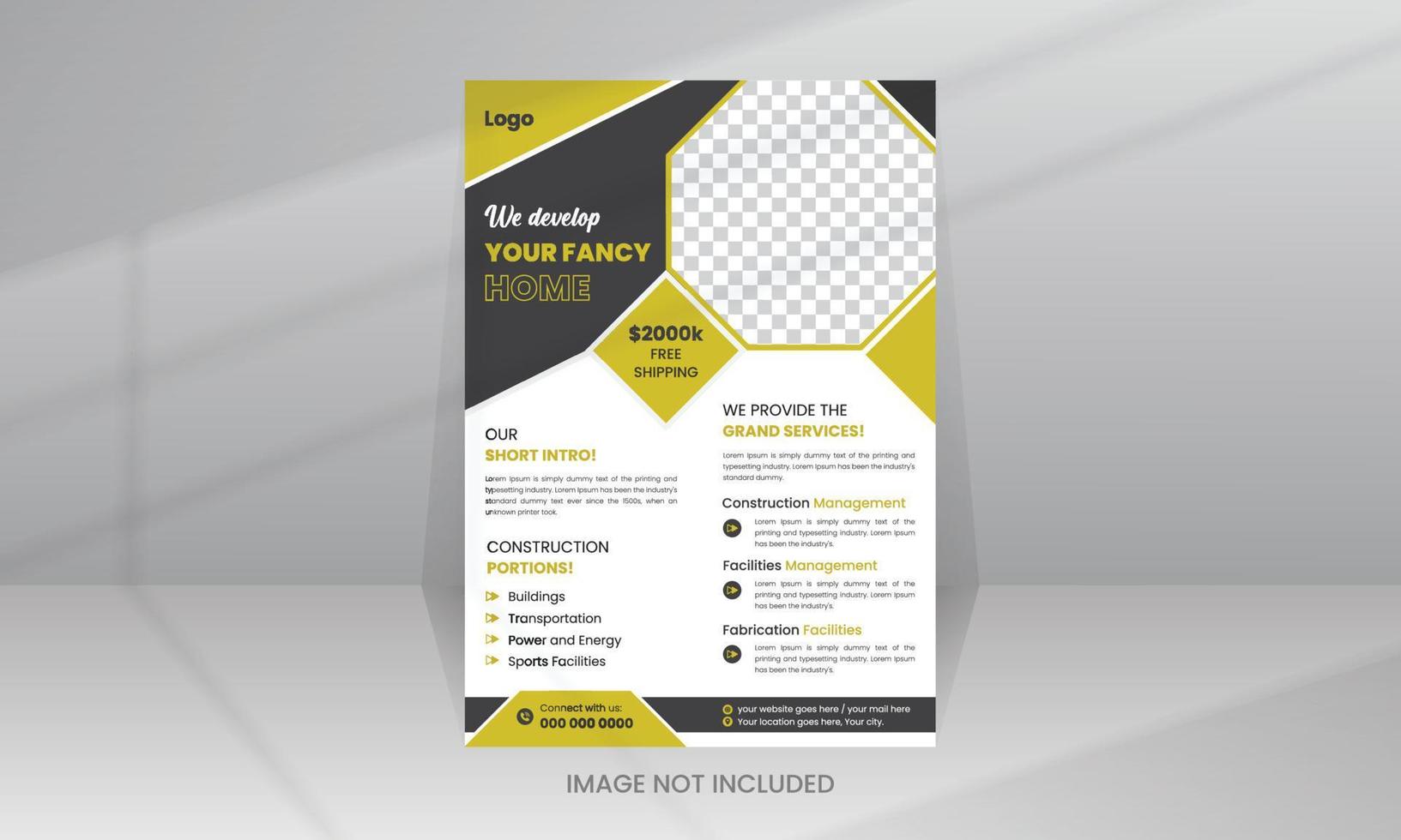 Home Development Construction Flyer template with photo vector