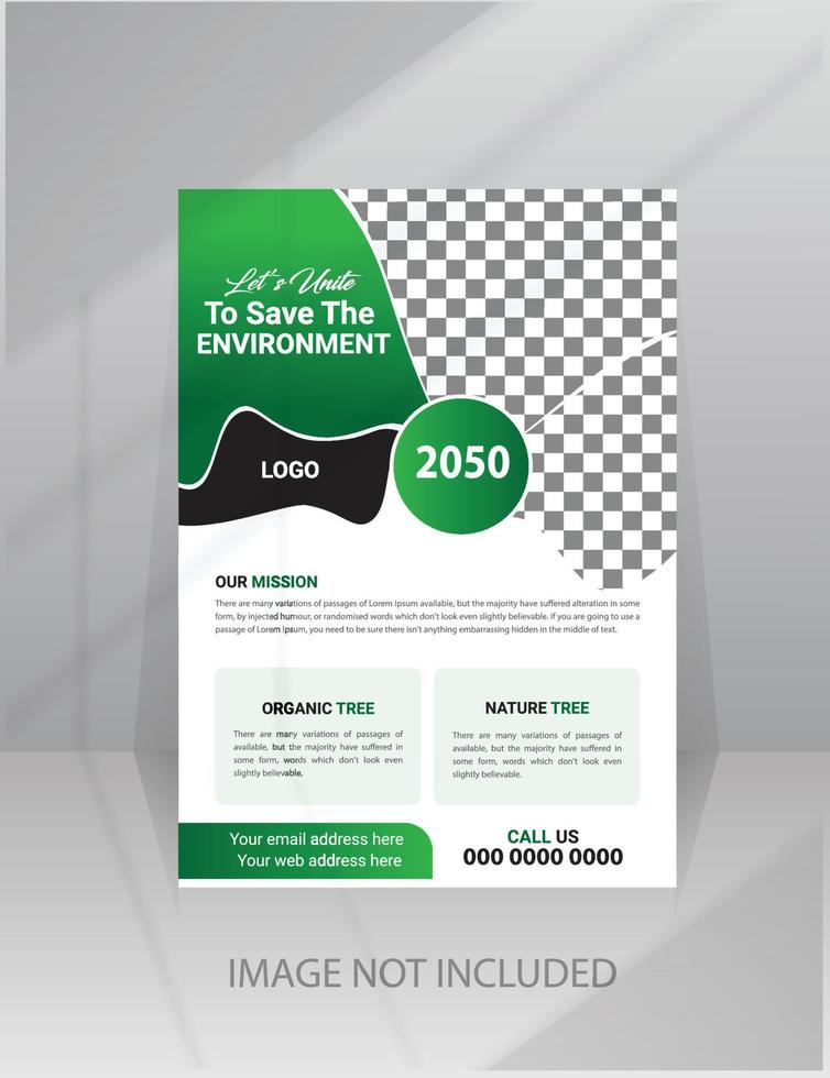 Nature Green World Flyer template with Photo vector