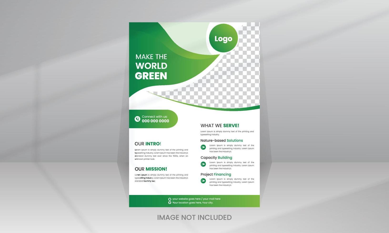 Nature Green World Flyer template with Photo vector