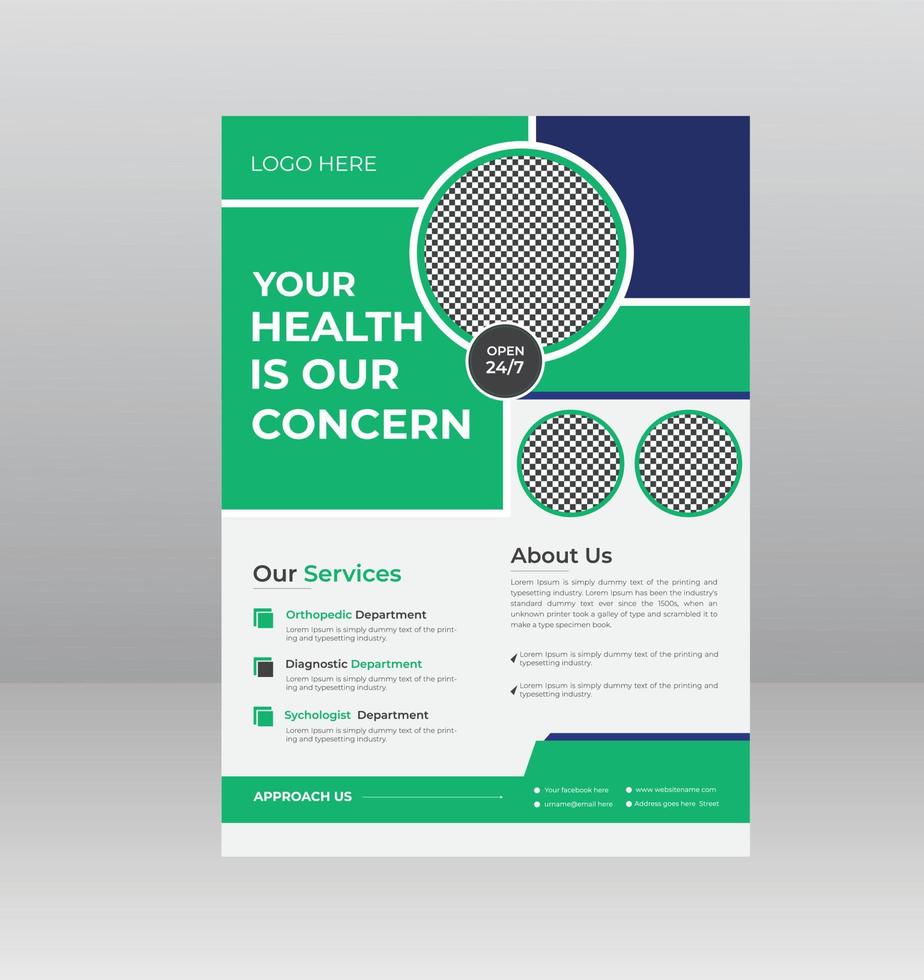 Healthcare Medical Flyer template with Photo Space vector