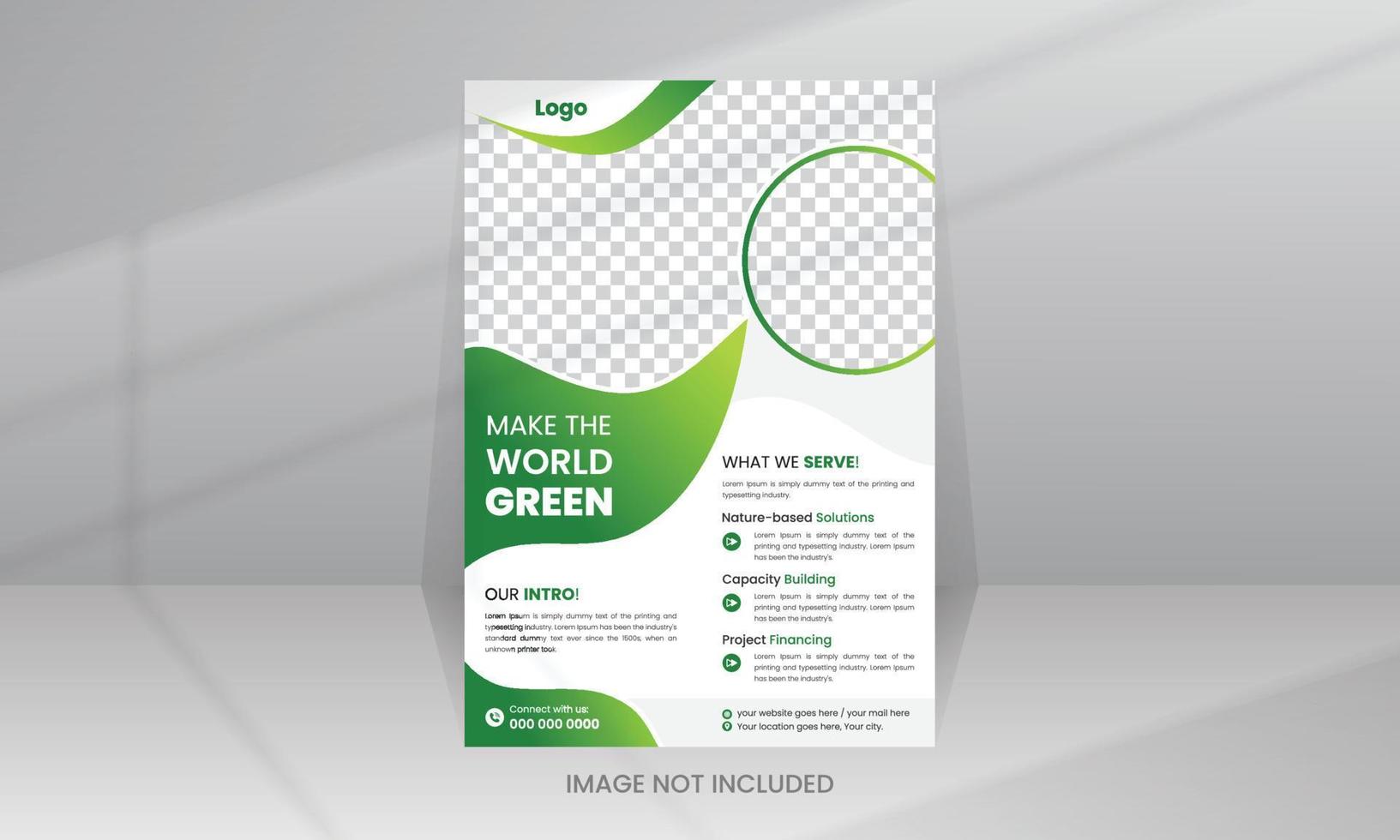 Nature Green World Flyer template with Photo vector
