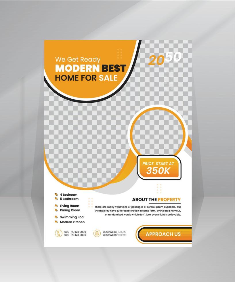 Modern Home Sale Flyer template with Photo vector