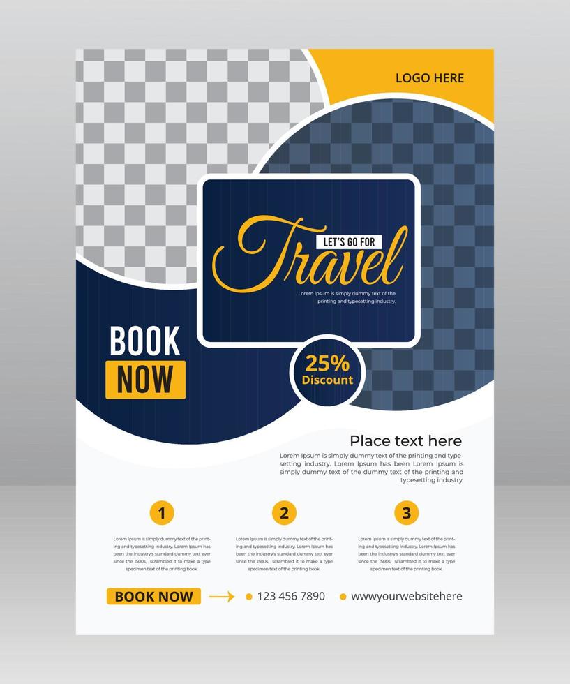 Business flyer design and brochure cover page template for travel agency vector