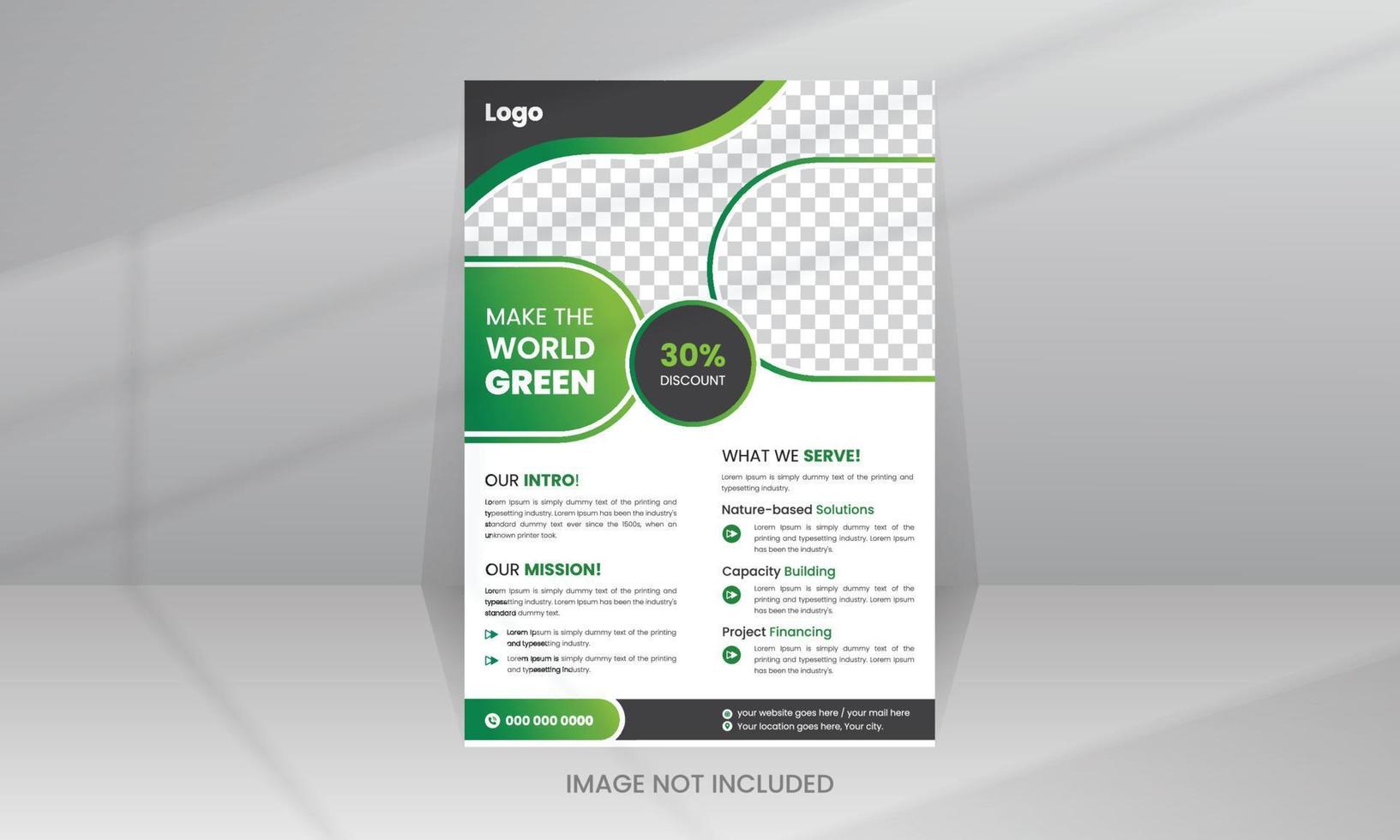 Nature Green World Flyer template with Photo vector