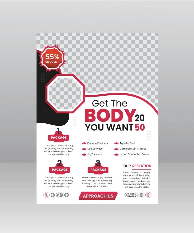 Sports Gym Body fitness flyer and poster template vector