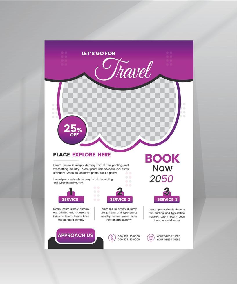 diseño de volante comercial y plantilla de portada de folleto para agencia de viajes vector