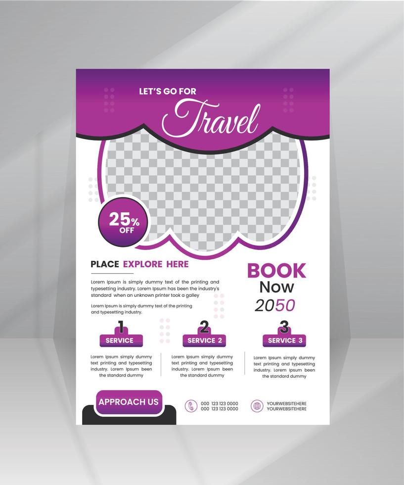 Business flyer design and brochure cover page template for travel agency vector