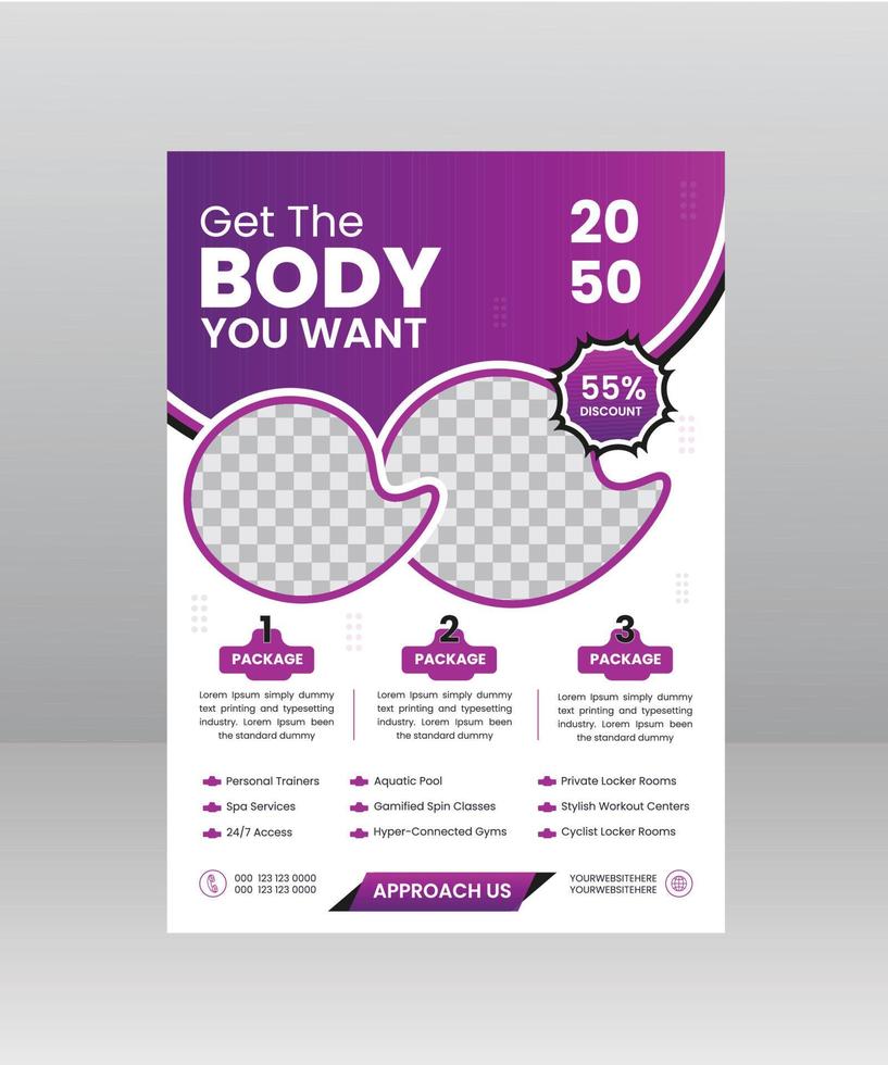 Sports Gym Body fitness flyer and poster template vector