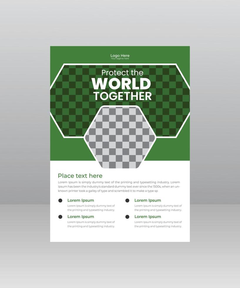 Save the World Nature Flyer template with Photo vector