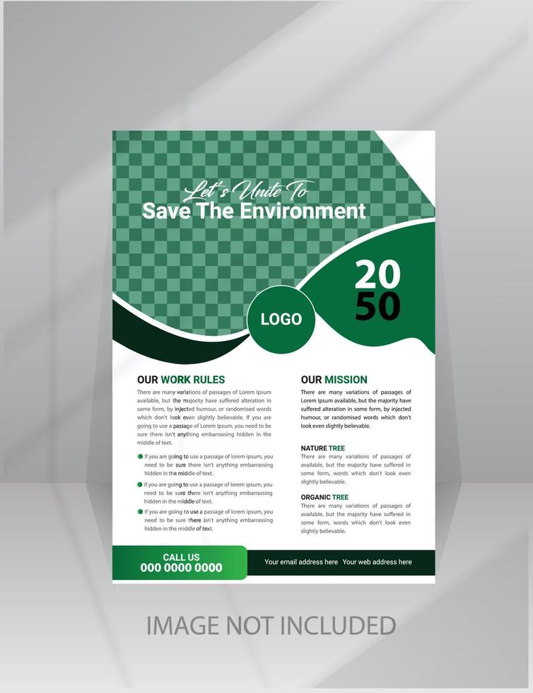 Nature Green World Flyer template with Photo vector