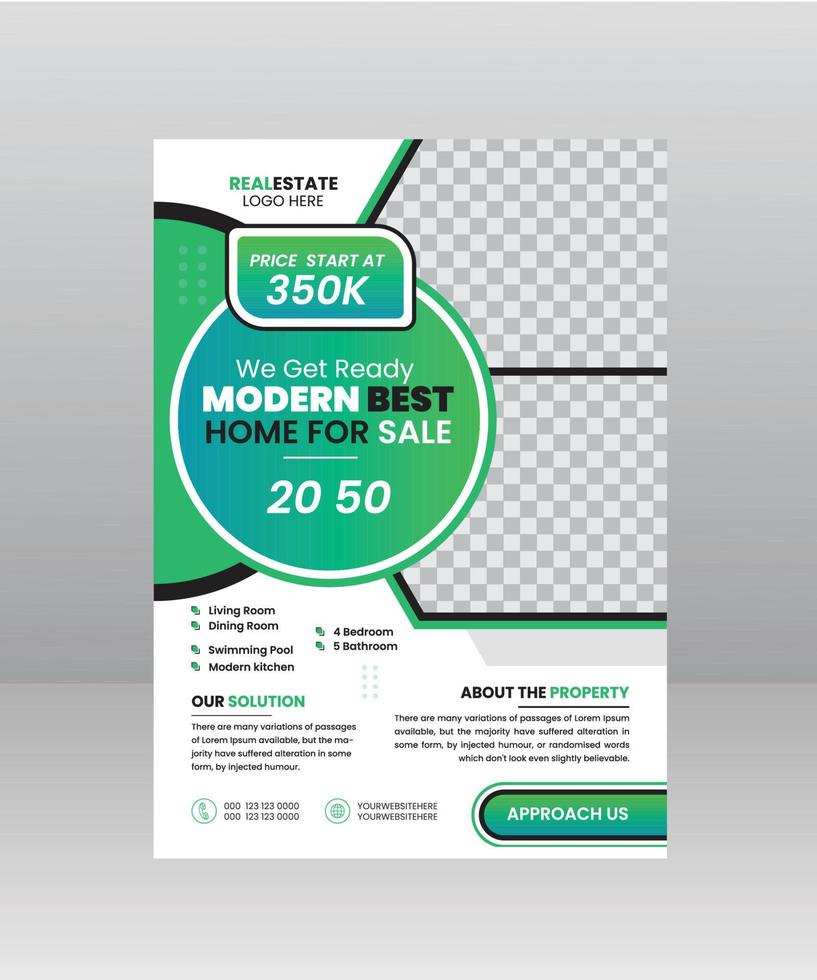 Modern Home Sale Flyer template with Photo vector