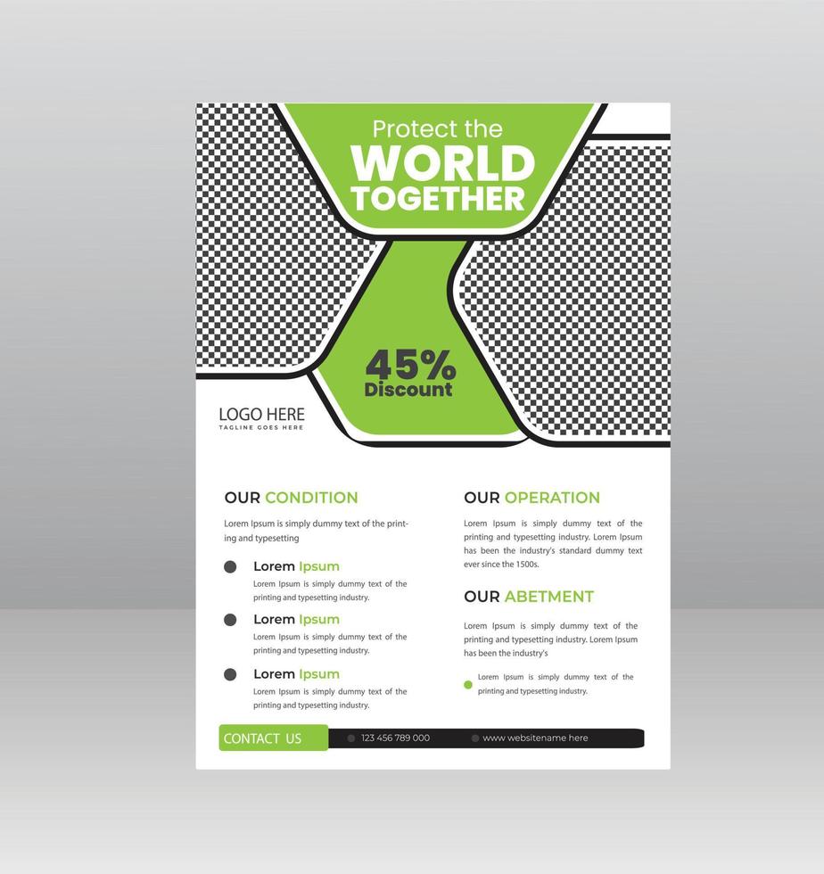 Save the World Nature Flyer template with Photo vector