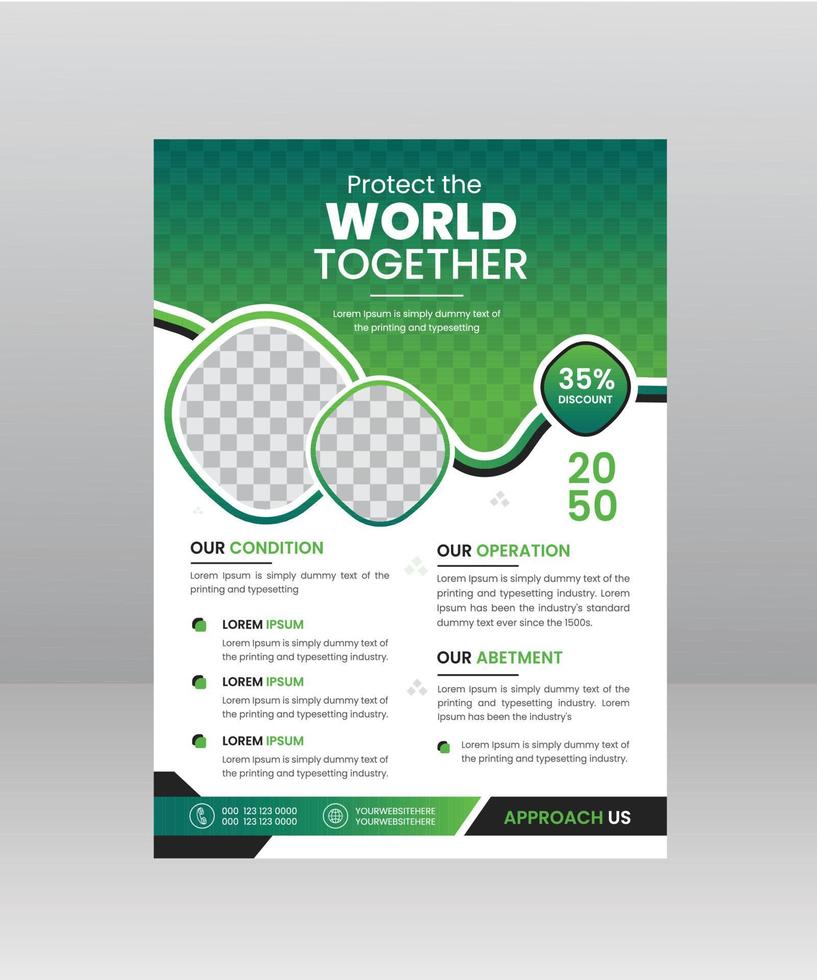 Paper style Protect the World Environment vertical Poster Nature Flyer template vector