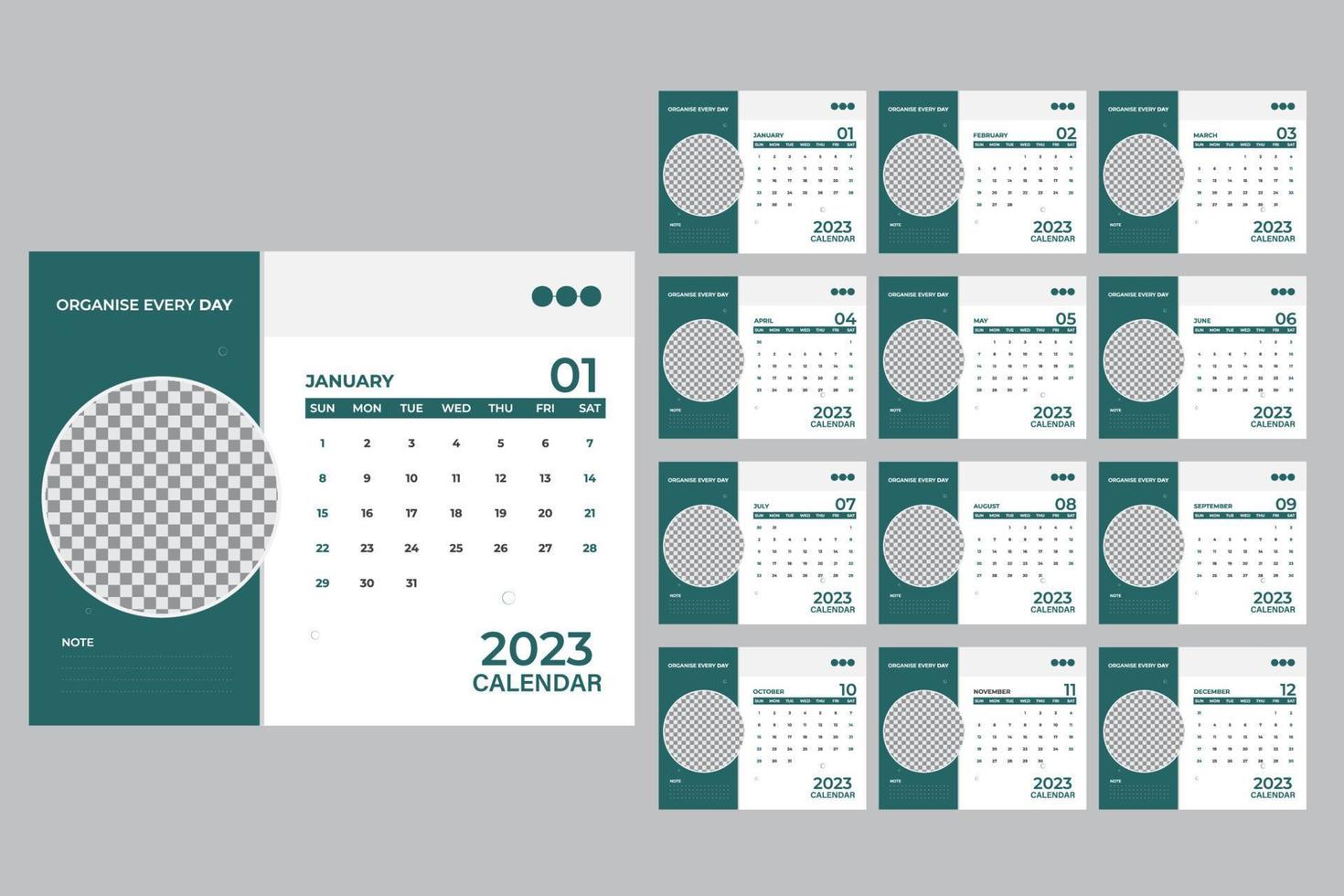 happy New year Desk calendar template vector
