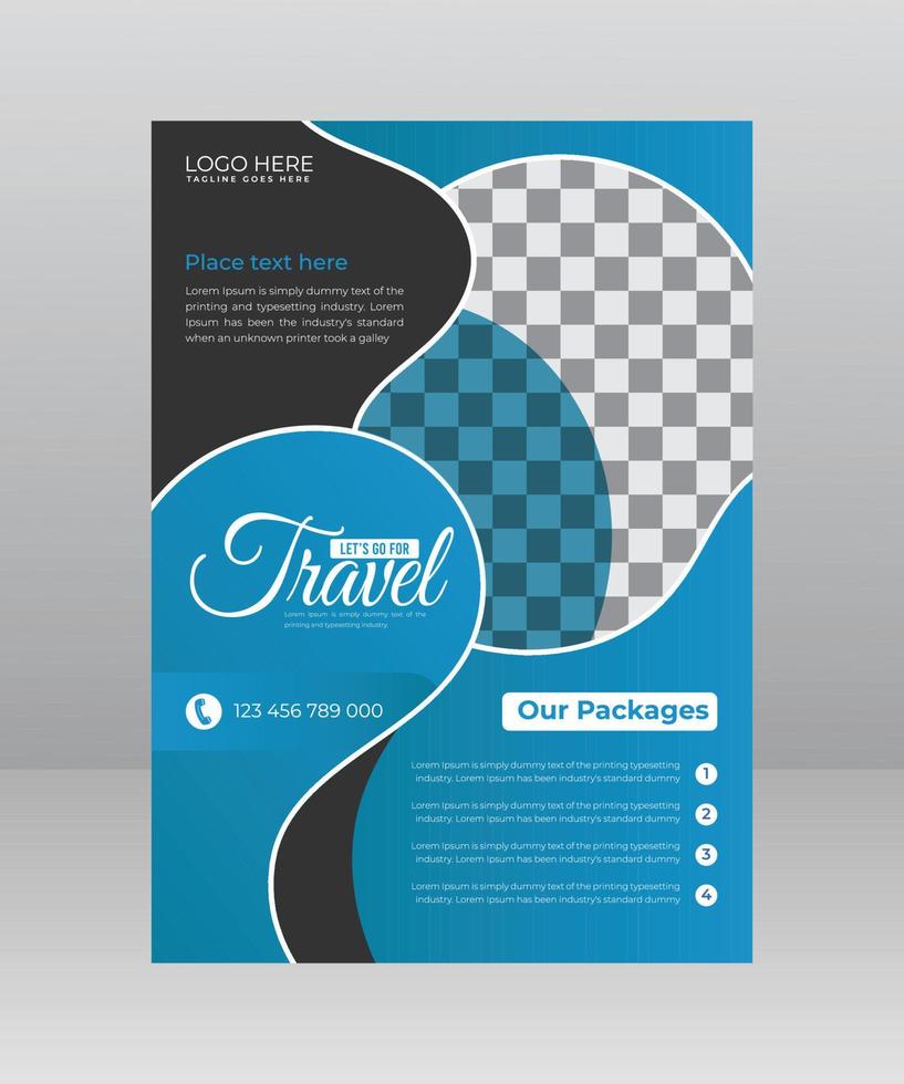 Travel and tour sale flyer template with photo for agency vector