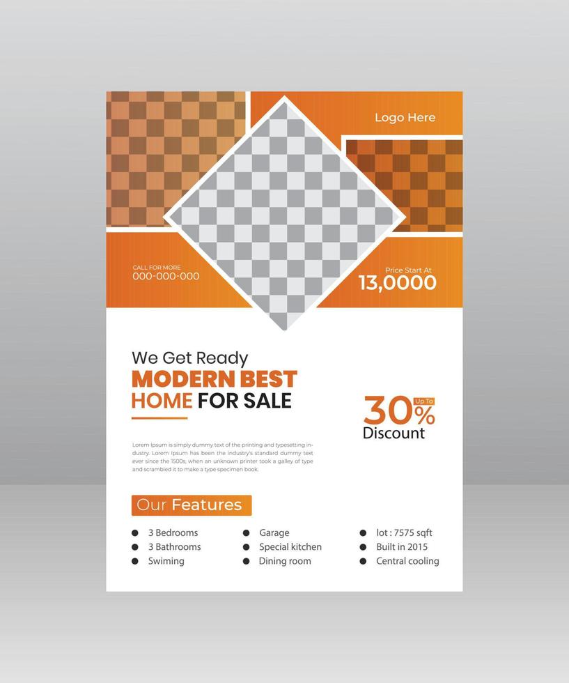 Modern Home Sale Flyer template with Photo vector