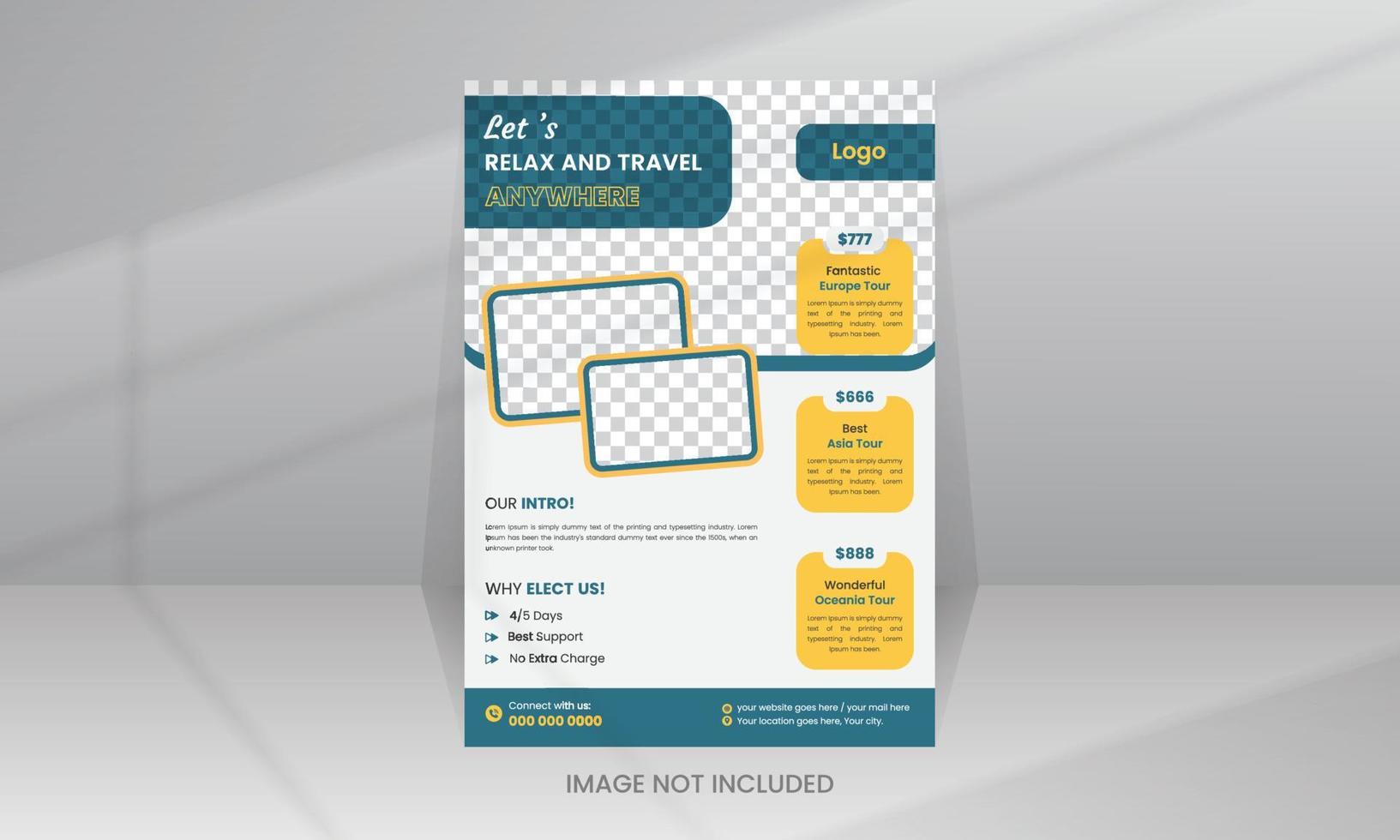 Business flyer design and brochure cover page template for travel agency vector