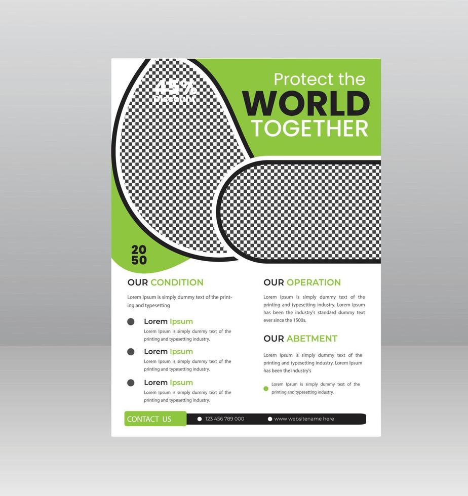 Save the World Nature Flyer template with Photo vector