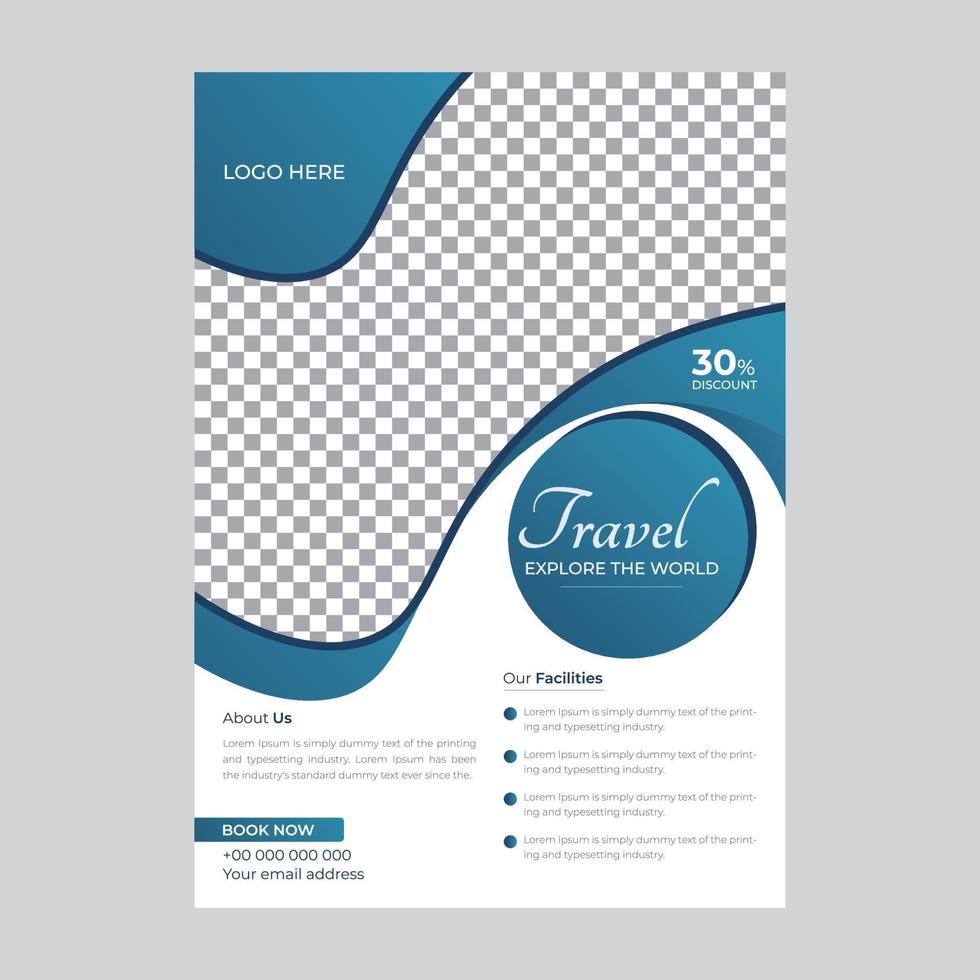 Business flyer design and brochure cover page template for travel agency vector