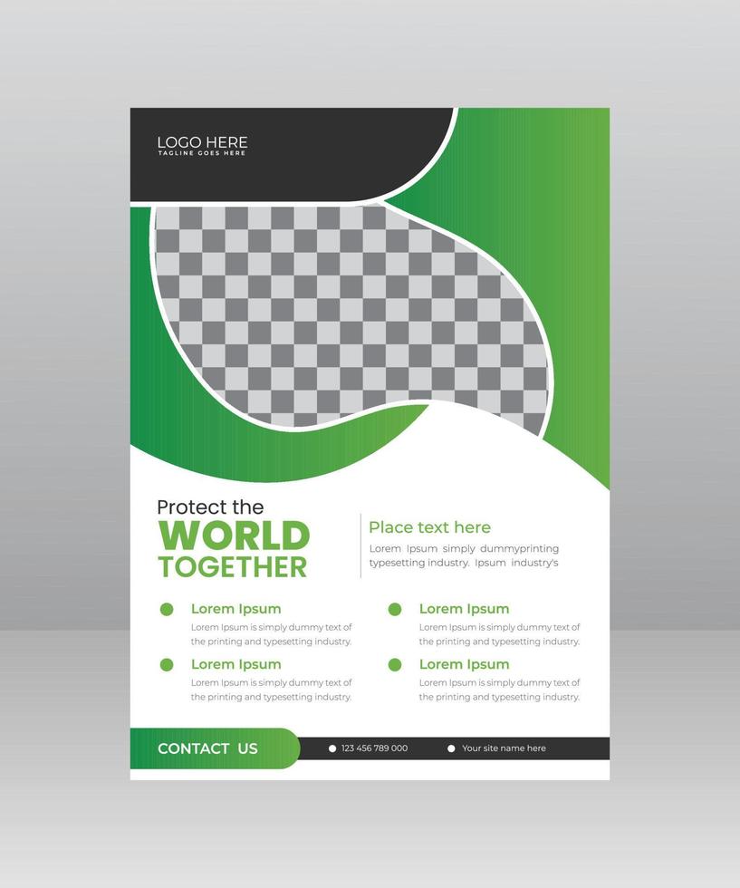 Save the World Nature Flyer template with Photo vector