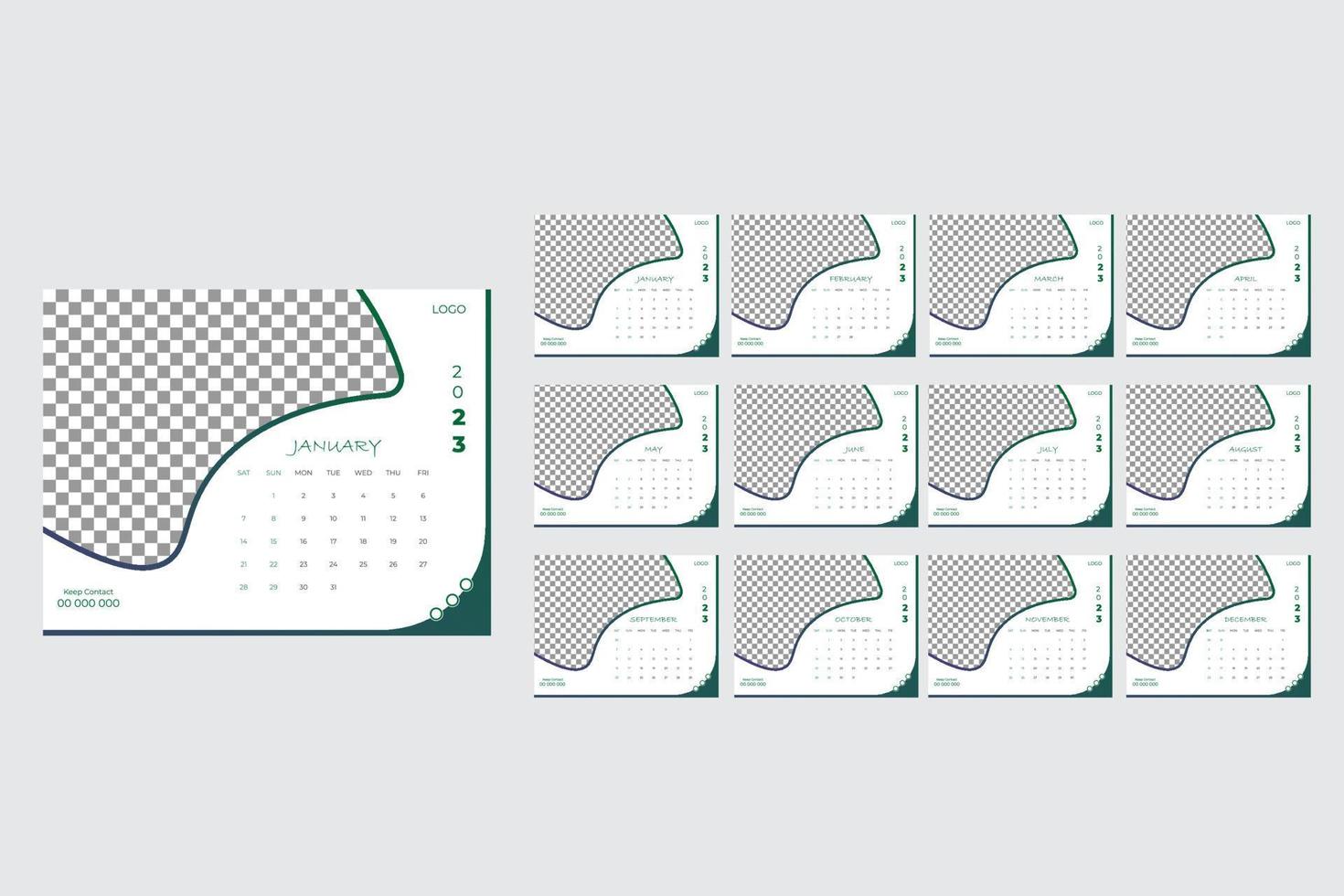 happy New year Desk calendar template vector