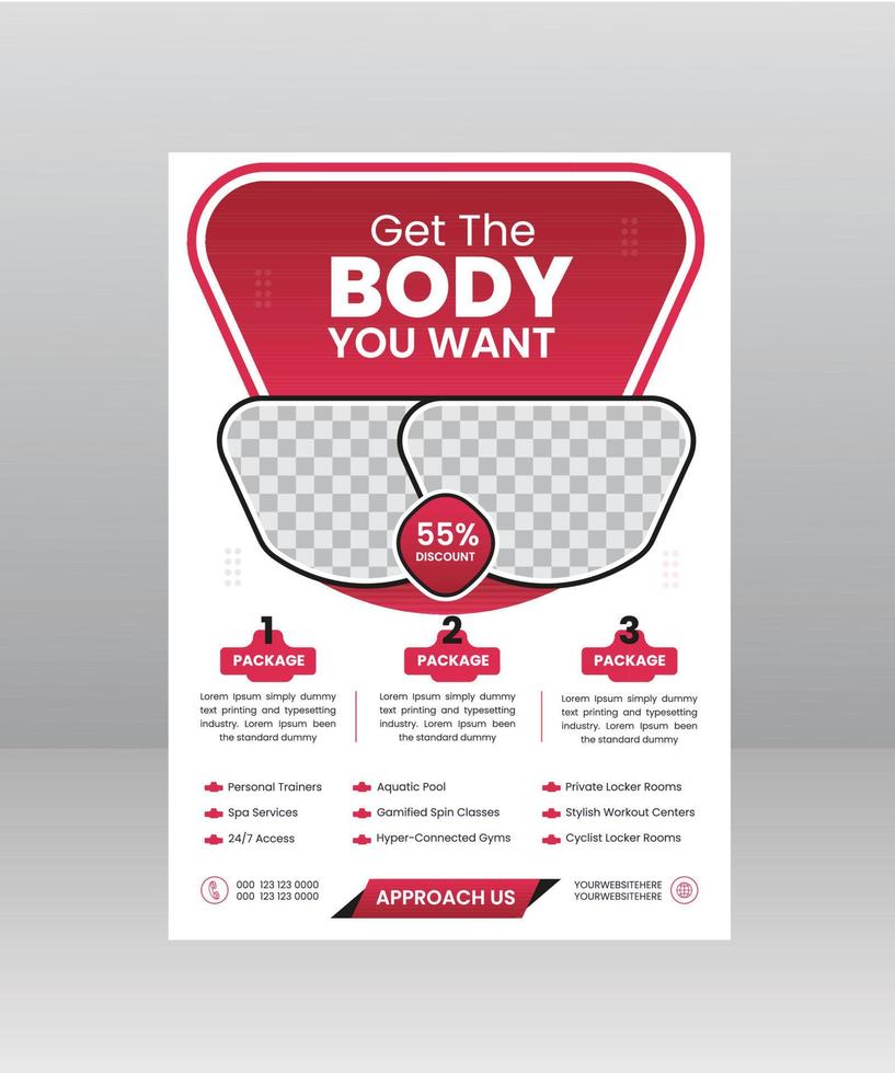 Sports Gym Body fitness flyer and poster template vector