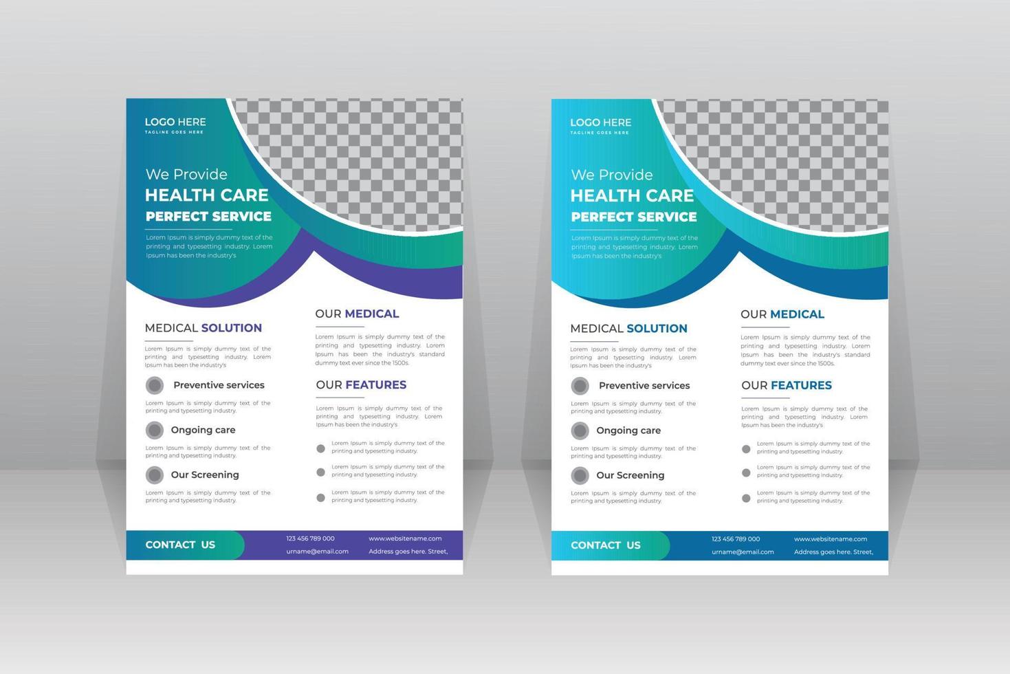 Healthcare Medical Flyer template with Photo Space vector