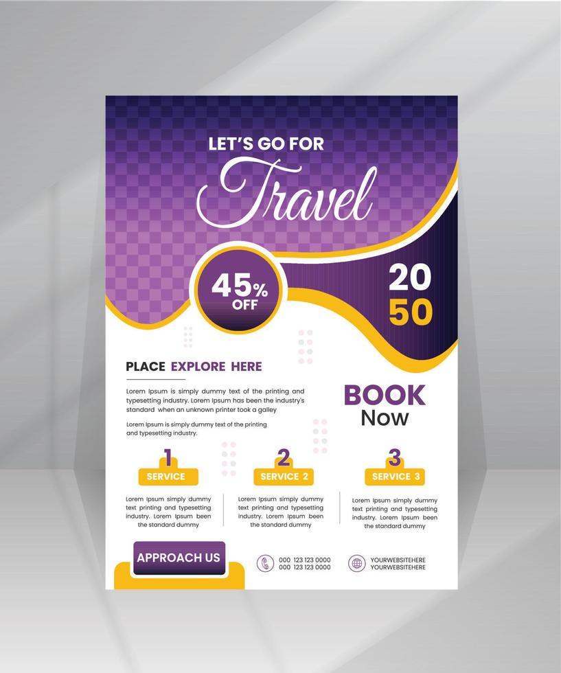 Business flyer design and brochure cover page template for travel agency vector