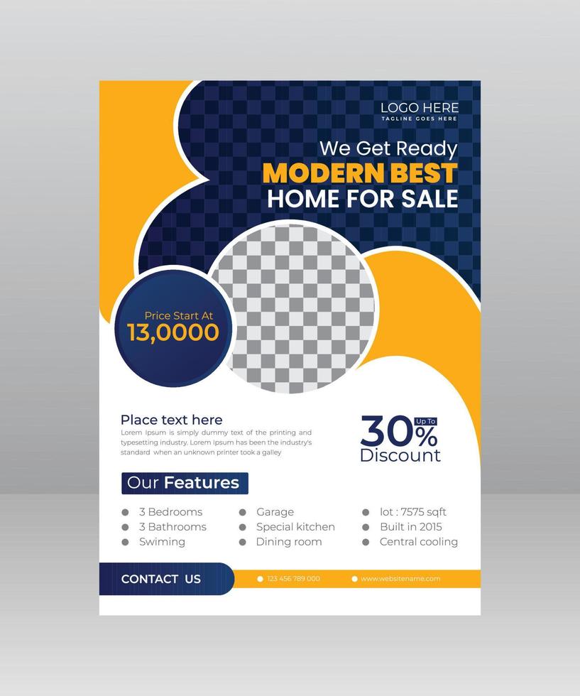 Modern Home Sale Flyer template with Photo vector