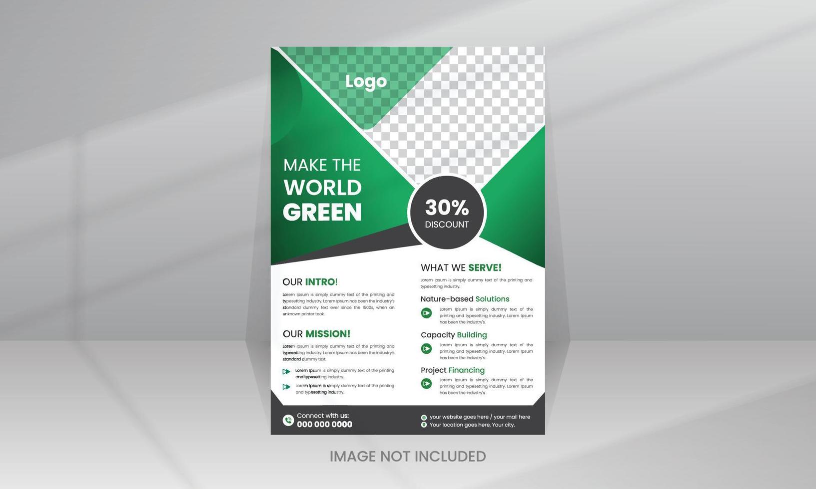 Nature Green World Flyer template with Photo vector